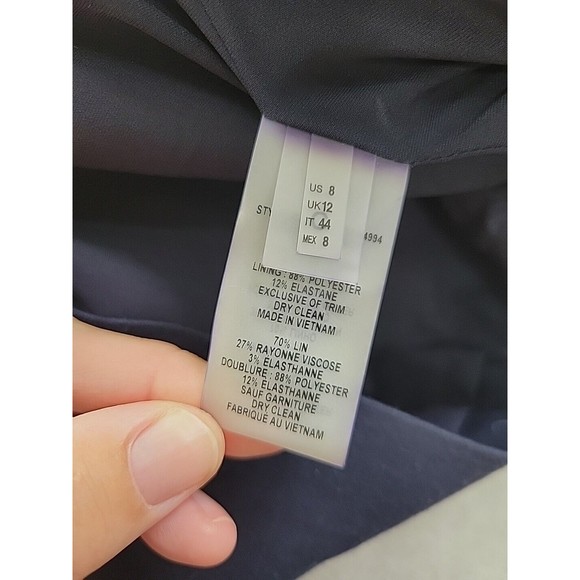Elie Tahari Women's 8 Navy Blazer Stretch Linen Viscose Blend Tailored Classic - Picture 7 of 11